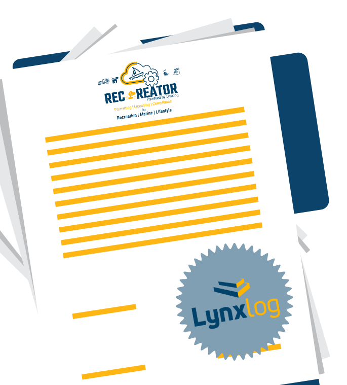 an image of a file topped with the RecReator logo and with a seal of the Lynxlog logo on the bottom-middle